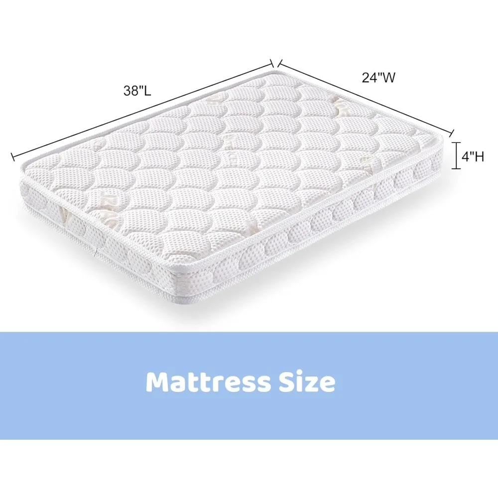 Mini Crib Mattress - 38x24x4 Inch- Dual Sided with Firm Support and Comfort Foam- 100% Breathable, Non-Toxic, Quiet and Odorless