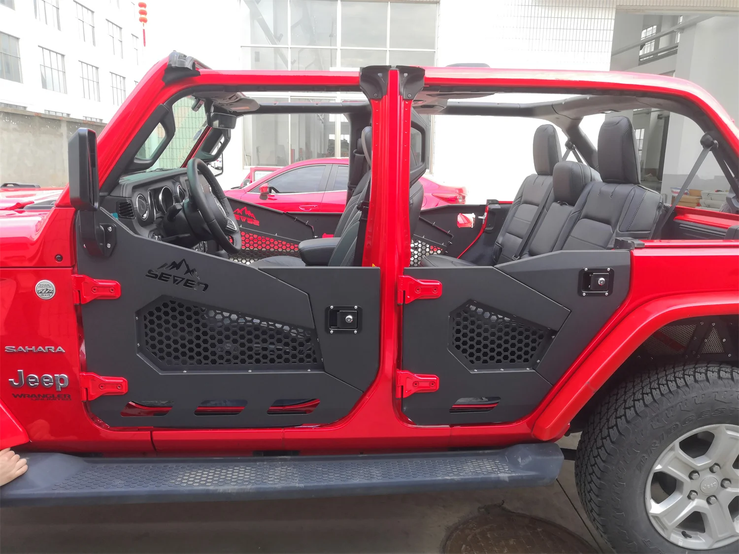 SXMA J365 porte a tubo 4 porte anteriore + posteriore in acciaio nero mezza porta con specchietti laterali per Jeep Wrangler JK 2007-2017