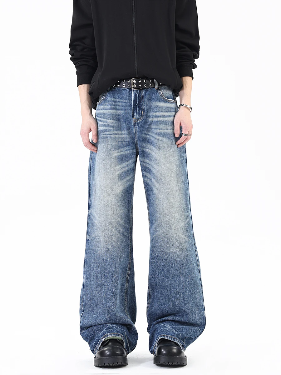 

Waed Bell Bot Men's Jeans High Street Sle Straight Leg Floor-Length Trendy Summer Autumn Winter Straight Tube Trousers