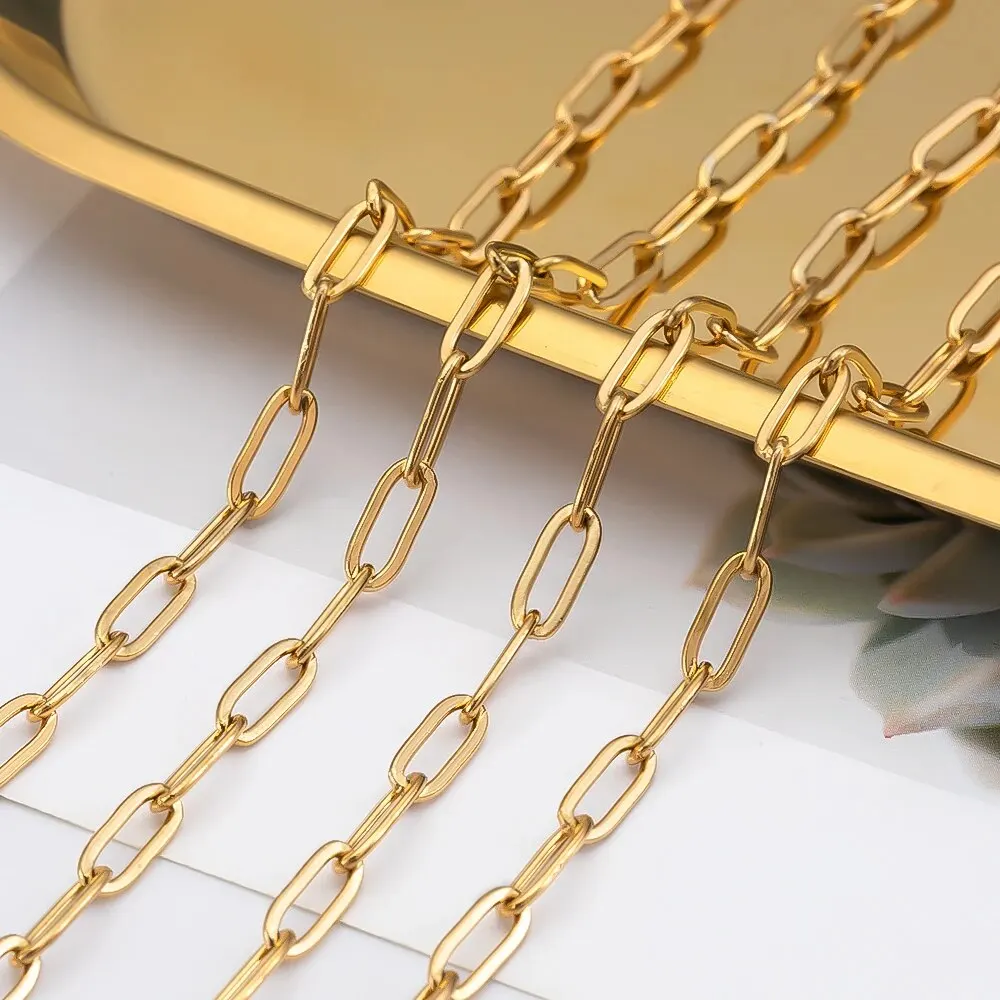 1Meter 2Meters Stainless Steel Flat Chains For Jewelry Making DIY Components Accessories Material