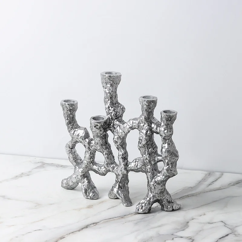 CX Resin Candlestick Silver Tree Decor Tree Root Candlestick Home Decor