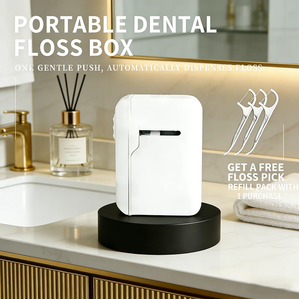 

80 шт. одноразовых зубных нитей-флоссеров + автоматический диспенсер, портативный набор для ухода за полостью рта для дома, путешествий и ежедневного использования