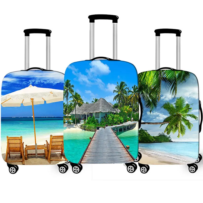 

2025 New Creative Vacation Style Suitcase Protective Cover Travel Anti-splashing Leisure Beach Scenery Printing Case Cover
