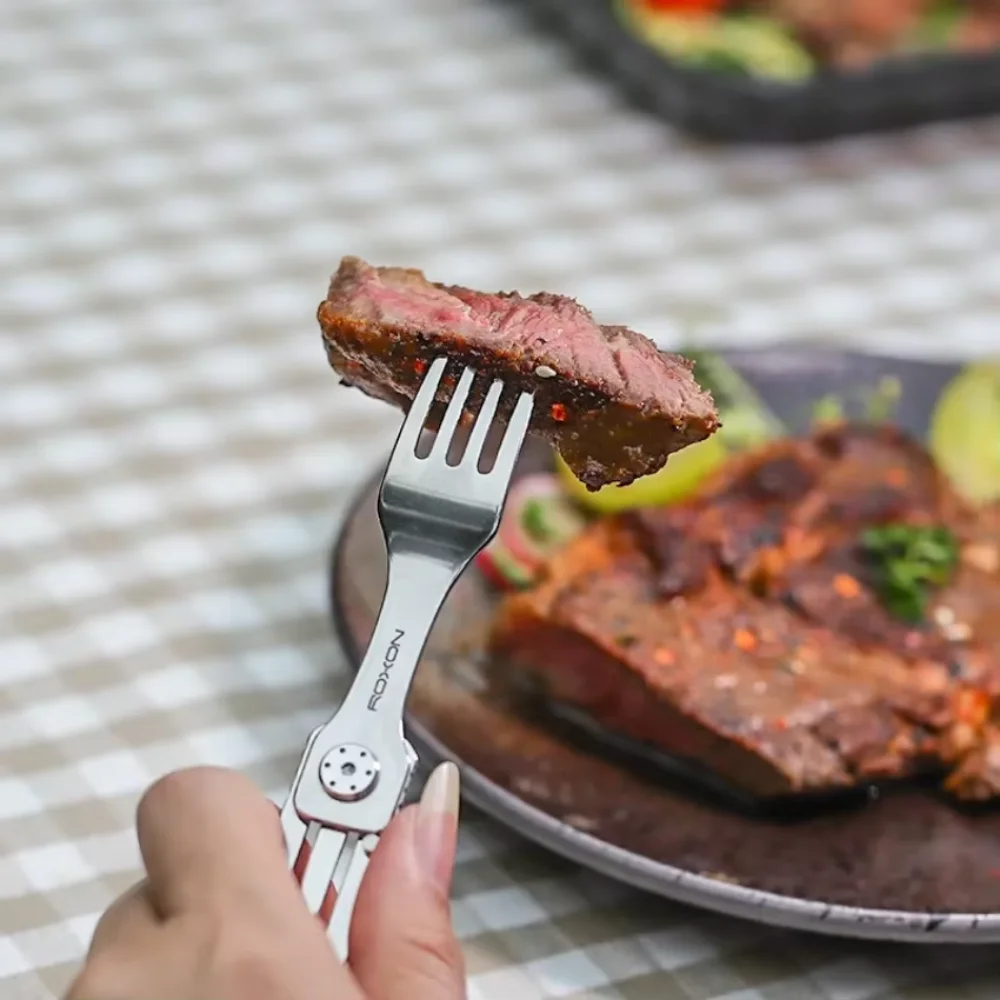 3-in-1 Tableware Set Stainless Steel Knife and Fork Spoon Outdoor Camping Field Portable Exquisite Multifunctional Equipment