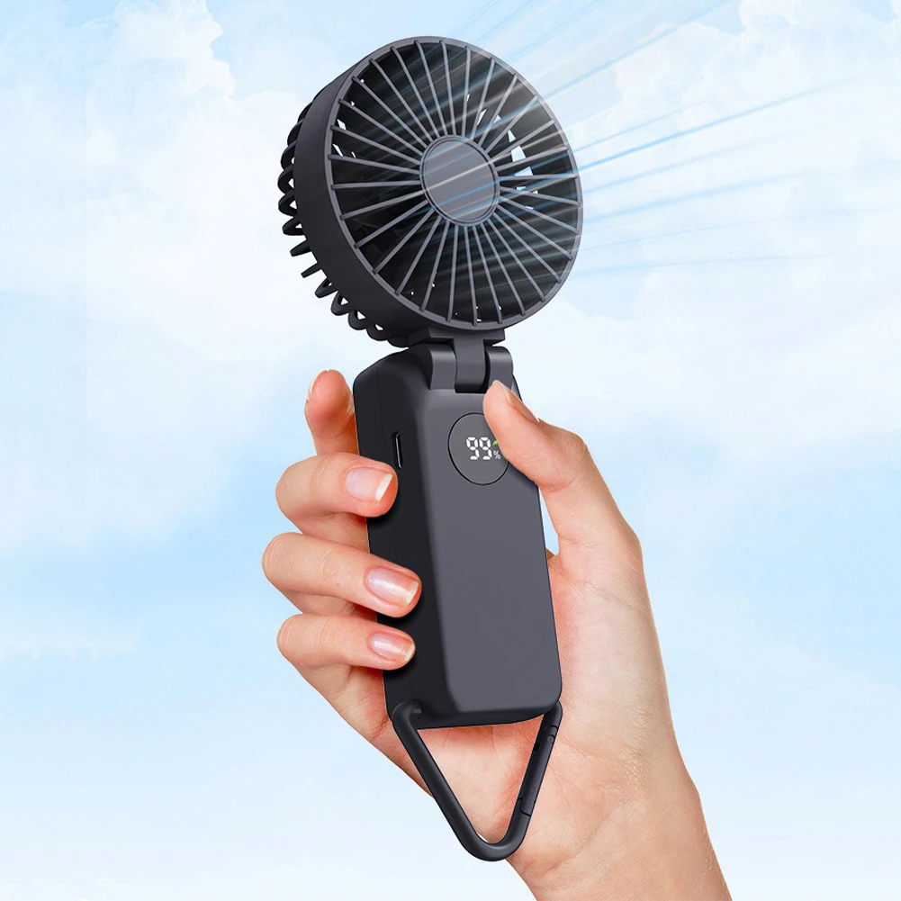 New Mini Hand-Held Mute Small Fan LED Display Design Three-Gear Adjustment Indoor And Outdoor Portable Summer Appliances