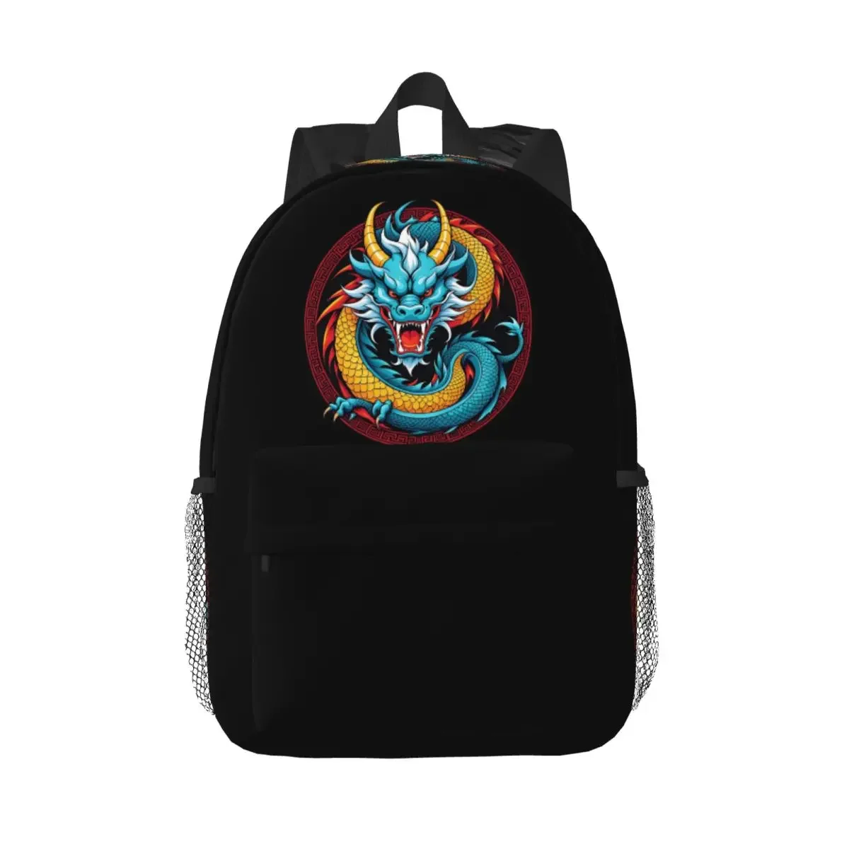 

Dragon Chinese Zodiac Dragon Gold Cyan Backpack Hot Sale Daypack Boys Girls BookBag Shoulder Bags for Men Women School Bag