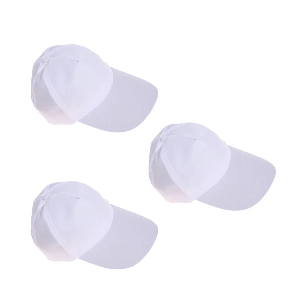 3 pçs chapéu de beisebol de algodão em branco boné branco em massa elegante pico em branco diy pintura chapéus unisex