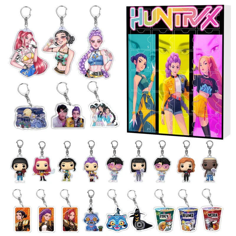 

K-Pop Demon Hunters Rumi Mira Zoey Figure Saja Boys Christmas Countdown Calendar Trendy Blind Box Keychain Acrylic Pendant Gift