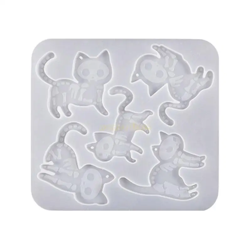 31BF Halloween Cats Pendant Resin Epoxy Mold Individualized Cats Keychain Earrings Mold Animal Display Decors Epoxy Molds