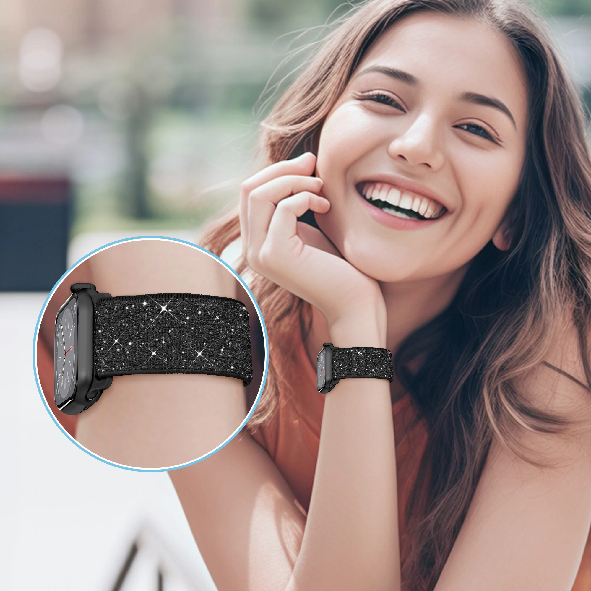 حزام نايلون لساعة أبل باند 45 مللي متر 44 46 42 49 38 40 41 مللي متر بريق شريط مرن لسلسلة iWatch 10 9 SE 8 7 6 5 4 سوار