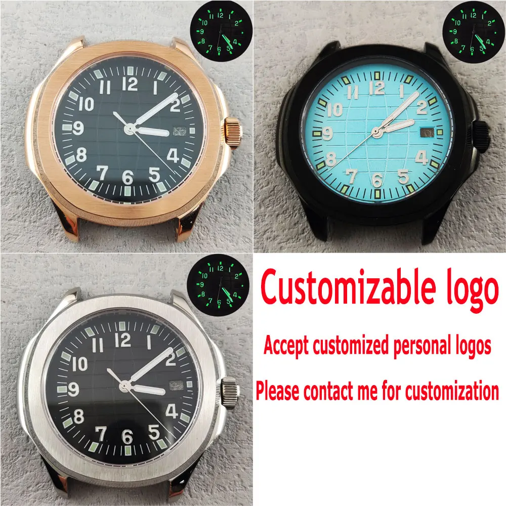 

NH35 Watch Accessories Case Glow Dial Pointer Stainless Steel Case Suitable for NH35 Movement Silicone Band