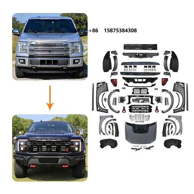 Suitable for 15-24 Fordd F150 Upgrade 24 Raptorr R Body Kit Headlight Grille Wheel Eyebrow Fender Skirts Refit