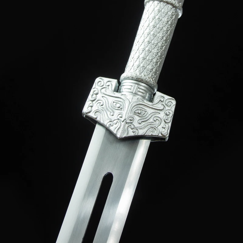 Handmade Bingpo Han Jian Hollow Blade High Manganese Steel Soild Wood Wrapped Scabbard Alloy Fittings Decorative Sword