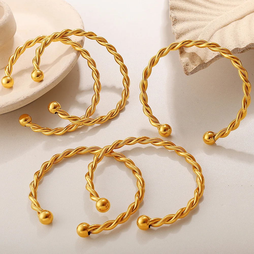 

Fashion High End Twist Cuff Bracelet Open Bracelet Waterproof Adjustable Bracelet For Women Stainless Steel Women Jewelry Gift