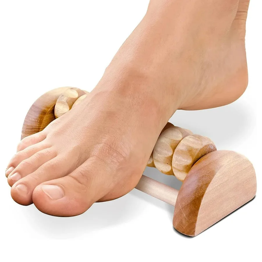 Wooden Foot Sole Massager, Solid Wood Roller with Acupoint Balls for Plantar Fasciitis Relief, Portable Travel Leg Massage Tool