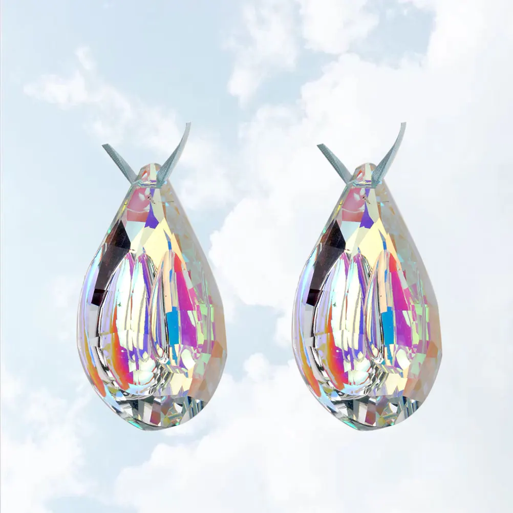 

2 pcs Crystal Pendant 38Mm Colorful Water Drop Hanging Ornament For Door Window Car Wedding Party Decor Portable Bead Curtain