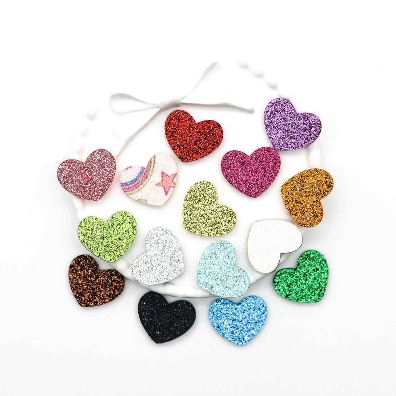 20/50 pz 23*20mm a forma di cuore modello tessuto imbottito Appliques patch per artigianato vestiti fai da te copricapo adesivo da parete accessori