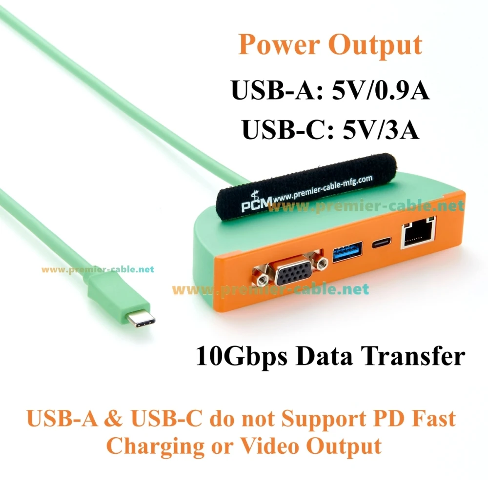 4-in-1 USB-C-Hub-Multiport-Adapter, 1080P VGA, RJ45 Gigabit Ethernet, USB 3.2 Gen 2 10Gbps USB-C & USB-A Datenanschlüsse, für macOS – Detail 4