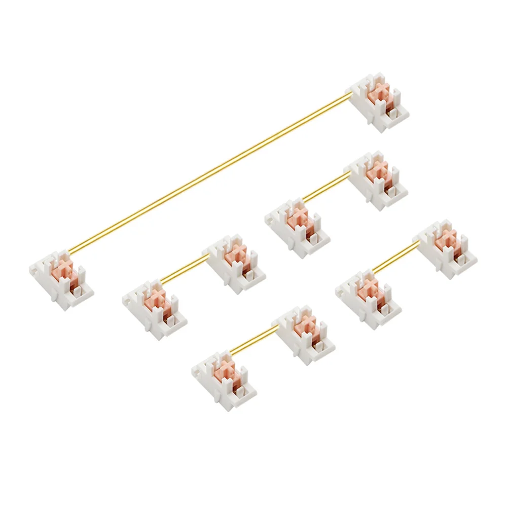 AEE7-Gold Plated Plate Mounted Stabilizer For Custom Mechanical Keyboard 2U 6.25U (White Pink)
