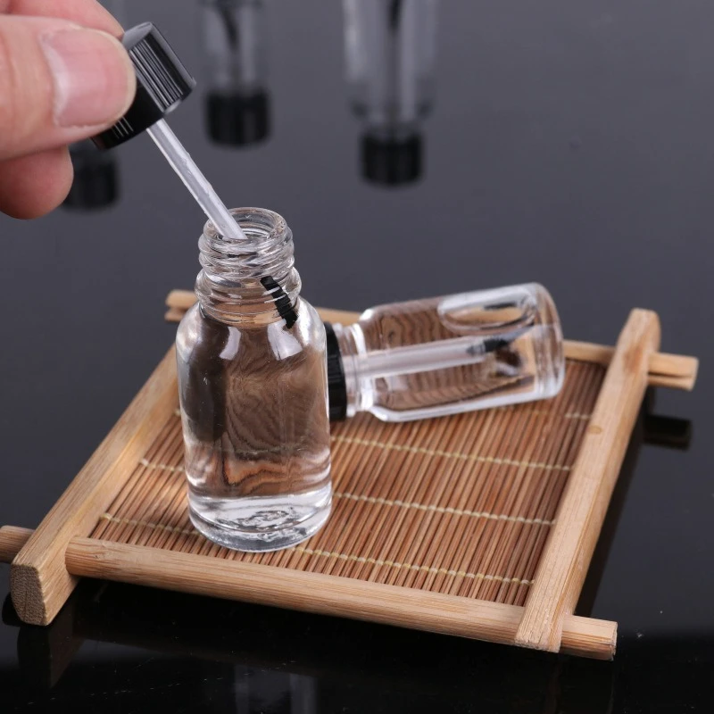 Botol Cat Kuku Plastik 5-30Ml Botol Kosong Cair dengan Tutup Kuas DIY Kerajinan Botol Isi Ulang Bening Stoples Penyimpanan Anti Bocor