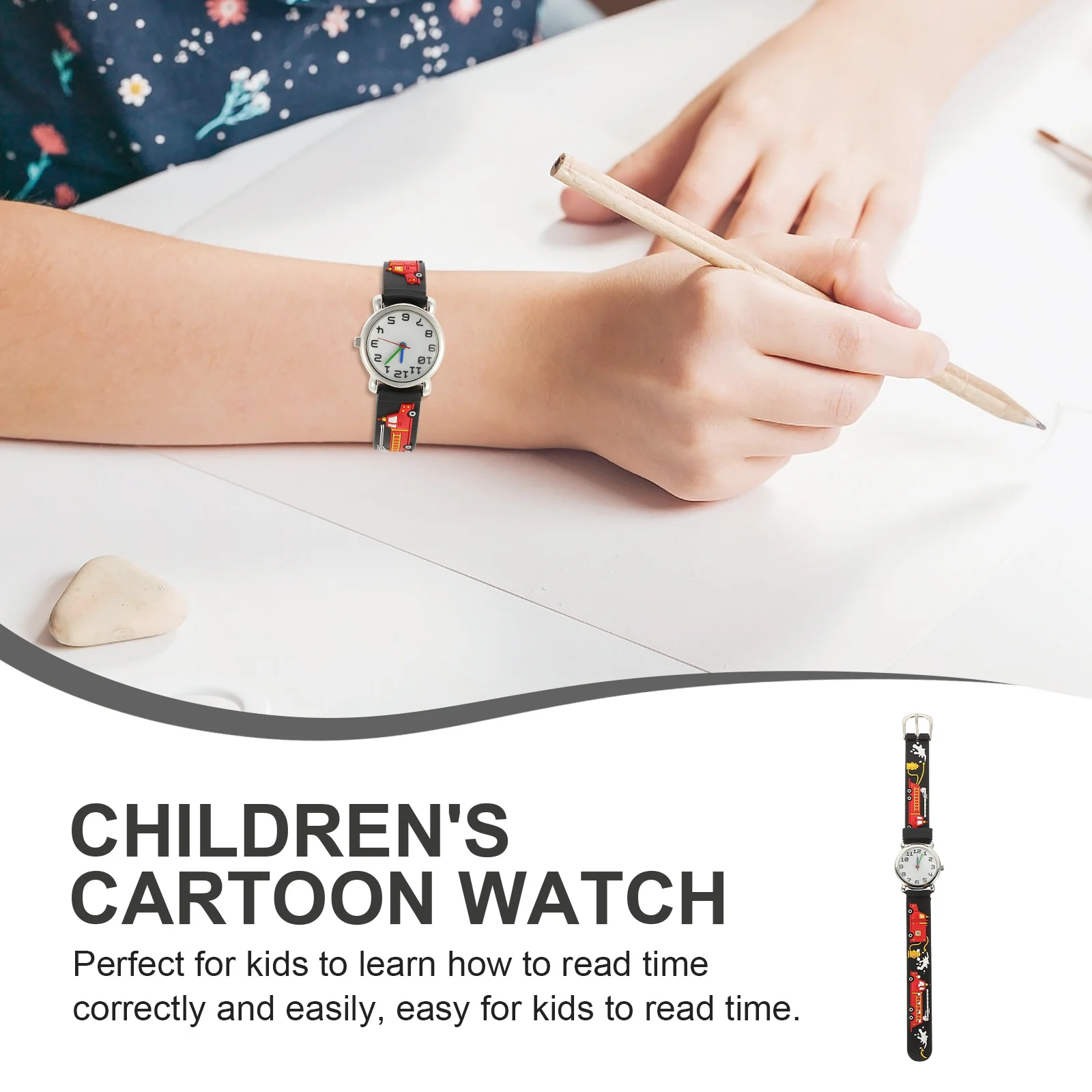 Wrist Watch Fire Fighting Truck Pattern Adjustable Lightweight Waterproof Cartoon Silicone Watch Lovely Edition