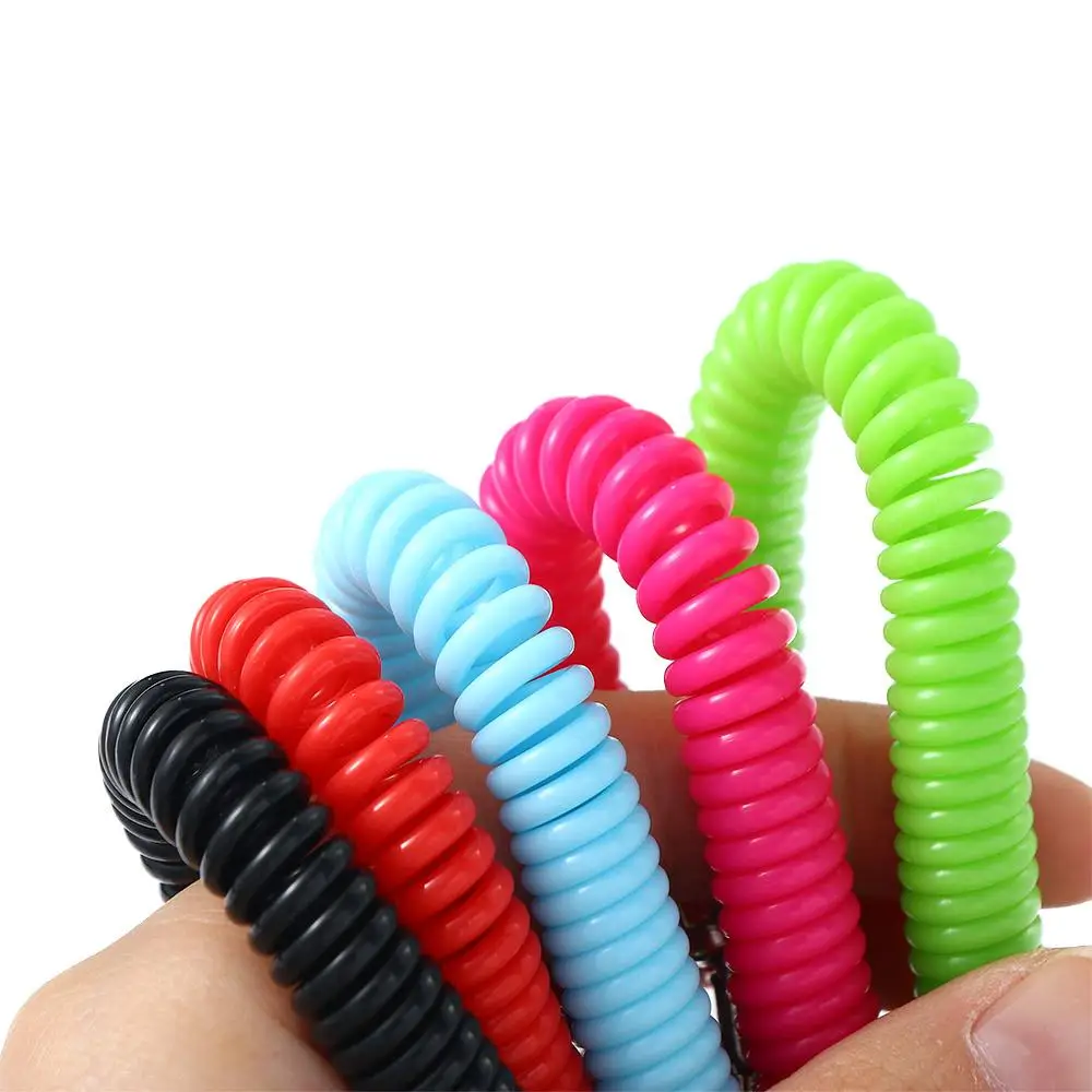 Anti-lost Keyring Metal Carabiner Spring Lanyard Spiral Stretch Keychain Key Cord Clasp Wrist Coil Spring Rope Key Ring