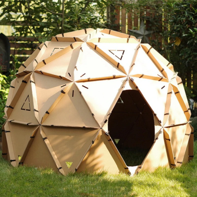 Super Large Model Building Kits Children Play House Dome Corrugated Paper Material Indoor Model House Kits Games Paper Houses