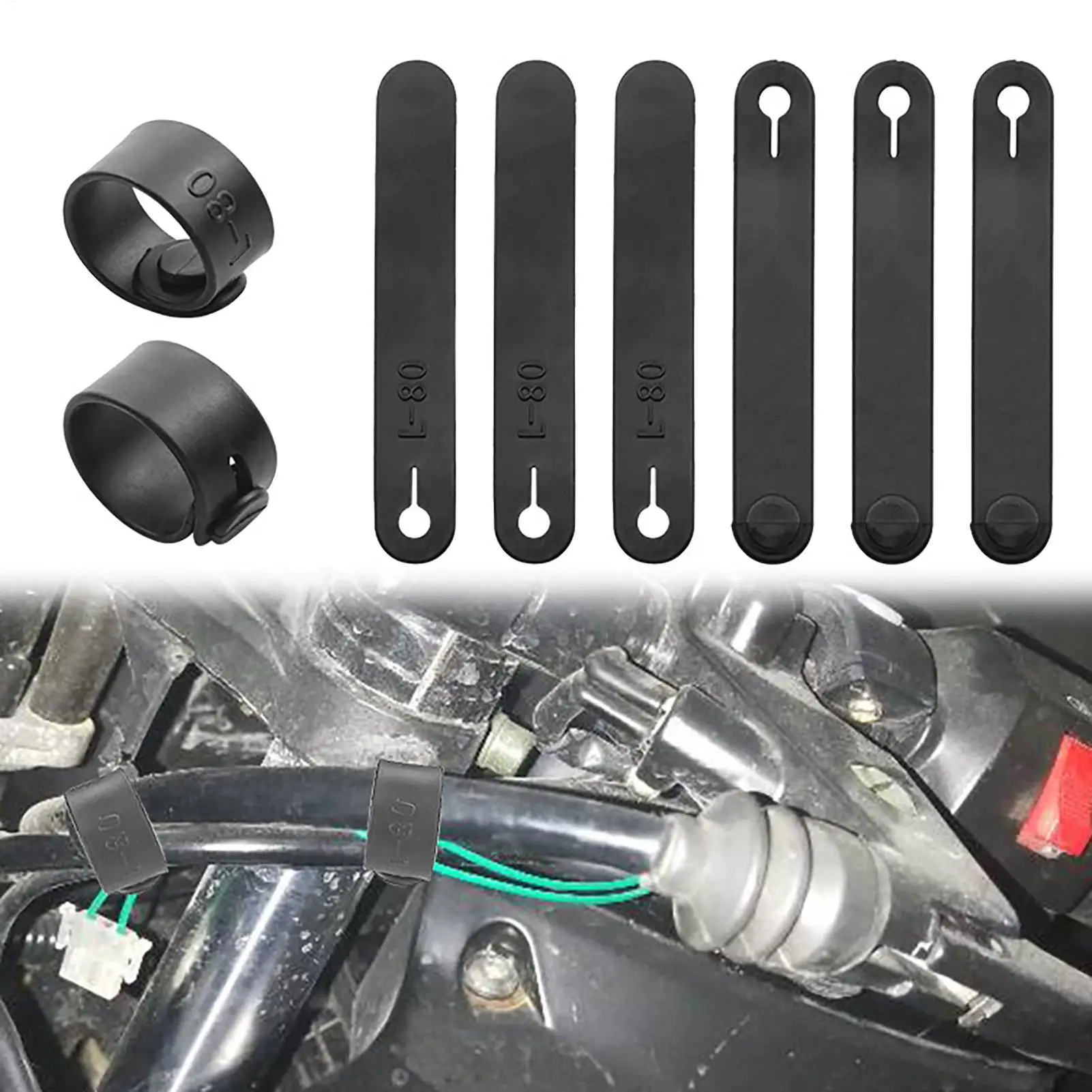 Motorcycle Rubber Cable Ties Wires Fixing Tension Strap electric vehicle fixing ring cable ties Elastic Fix Accessories