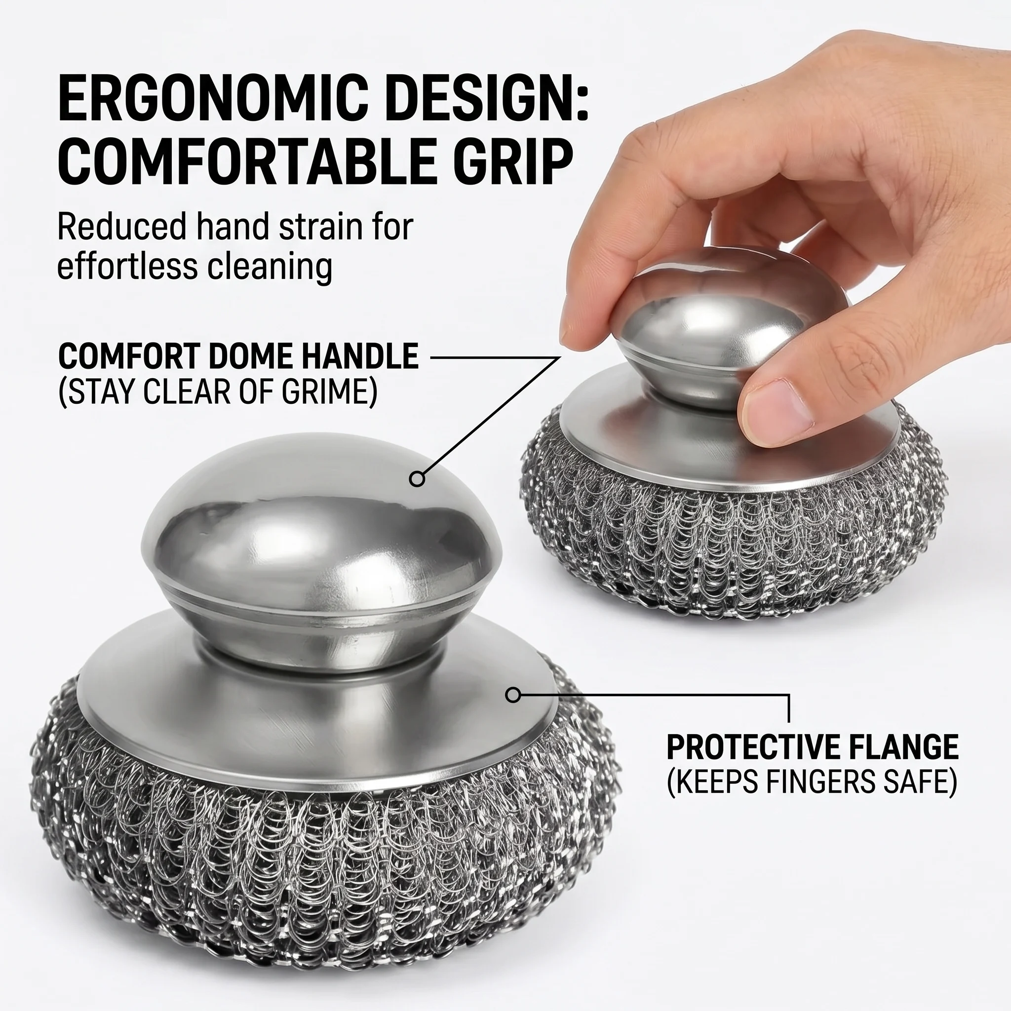 1-3Pcs Stainless Steel Pot Brush with Handle Robust Metal Ball for Dishwashing Cleaning Brush Cleaner Metal Purifier for Kitchen