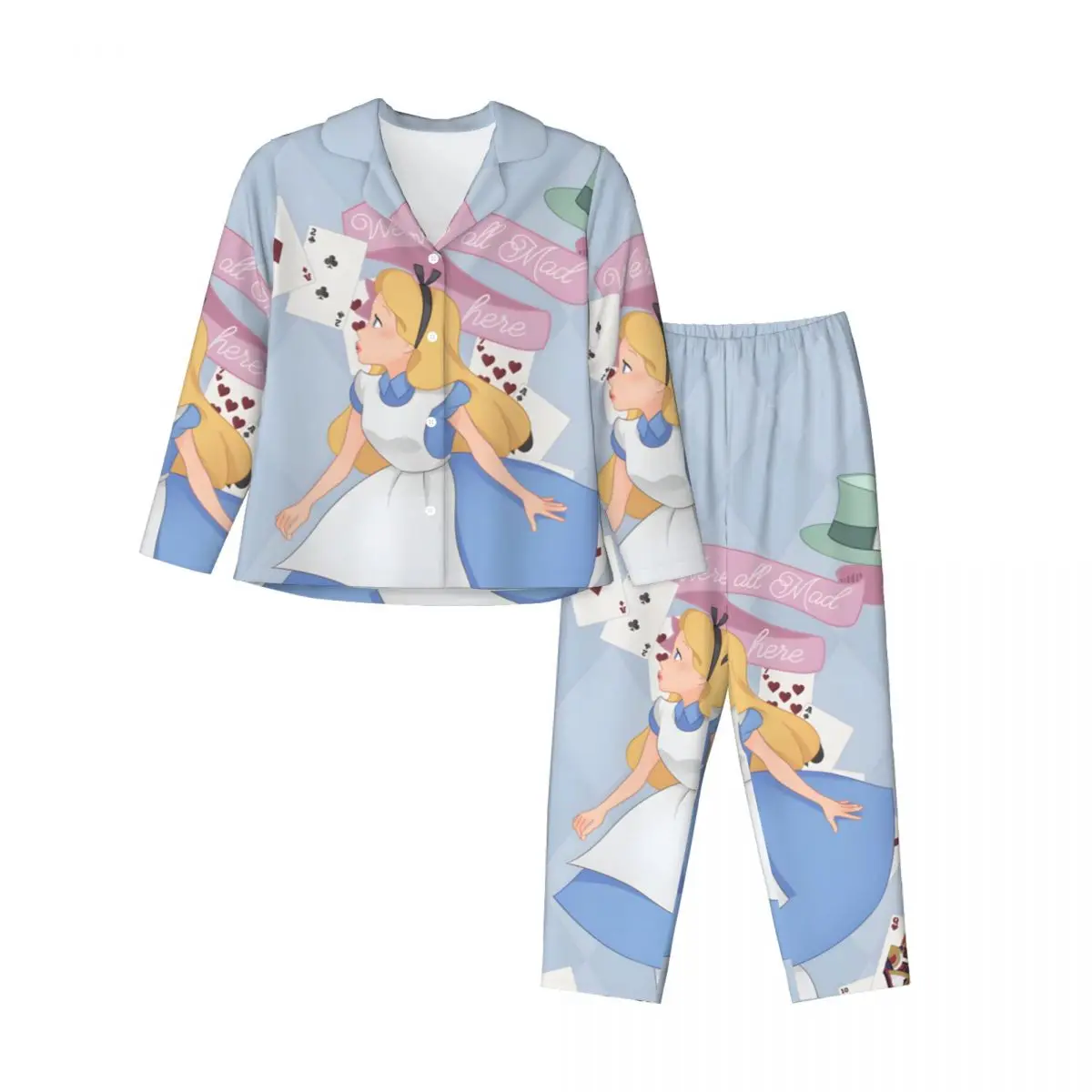 

Alice-in-Wonderland Women Pajamas 2 Pieces Set Loungewear pyjama pour femme