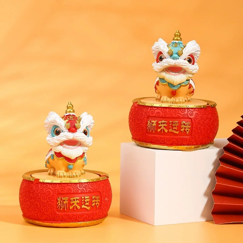 

Resin Lion Dance Sculptures and Figurines Chinese Characteristic Mascot Luxury Home Room Office Table Decoration and Accessories