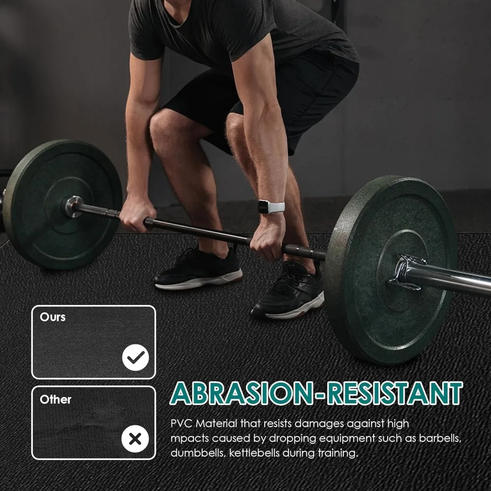 حصيرة تمرين كبيرة جدًا 8x6/8x4/6x4 عالية الكثافة غير قابلة للانزلاق أرضيات للتمرين للمنزل وصالة الألعاب الرياضية وقلب MMA HIIT #5