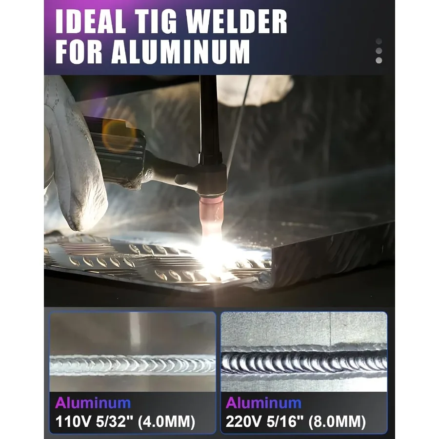 AC DC TIG Welder 200A with Pulse Function for Aluminum Welding Dual Voltage 110V 220V Portable Welding Machine Versatile ACDC T