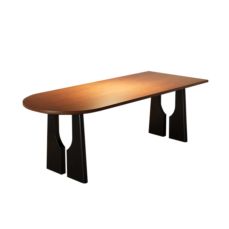 Solid wood dining table and chairs eating table small apartment semi-round table household