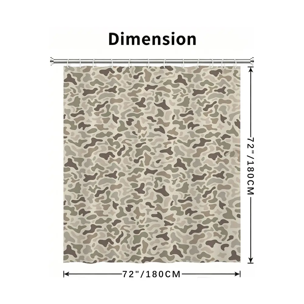 Camo Shower Curtain Waterproof Fabric Digital Print Modern Military Style Bath Decor Washable Quick-Dry Bathroom Accessories