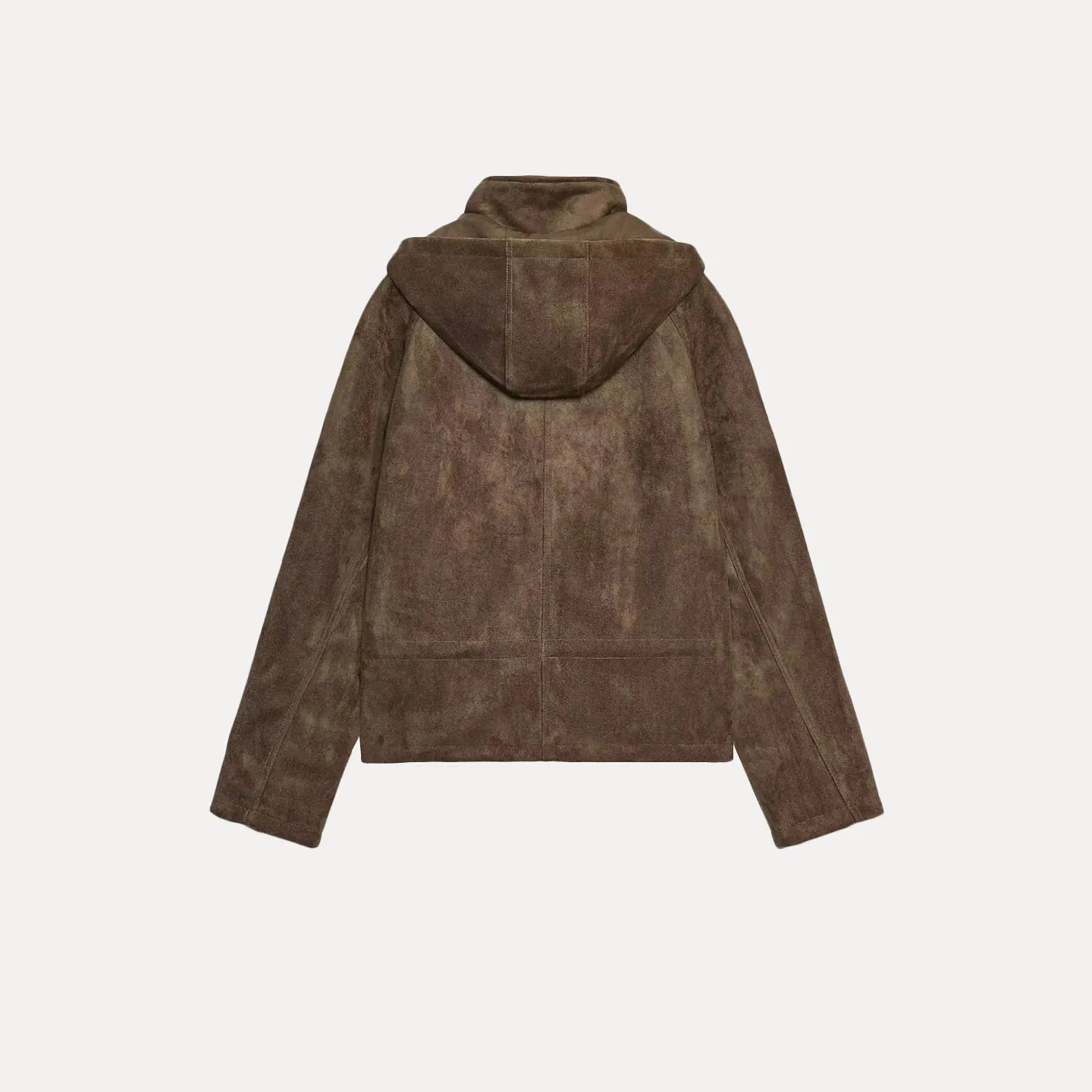 Z Damen-Jet-Mantel mit Stehkragen, Wildlederimitat und Kapuze, europäischer Stil, Stehkragen, lang, Sve Ort-Länge, Knopfleiste...