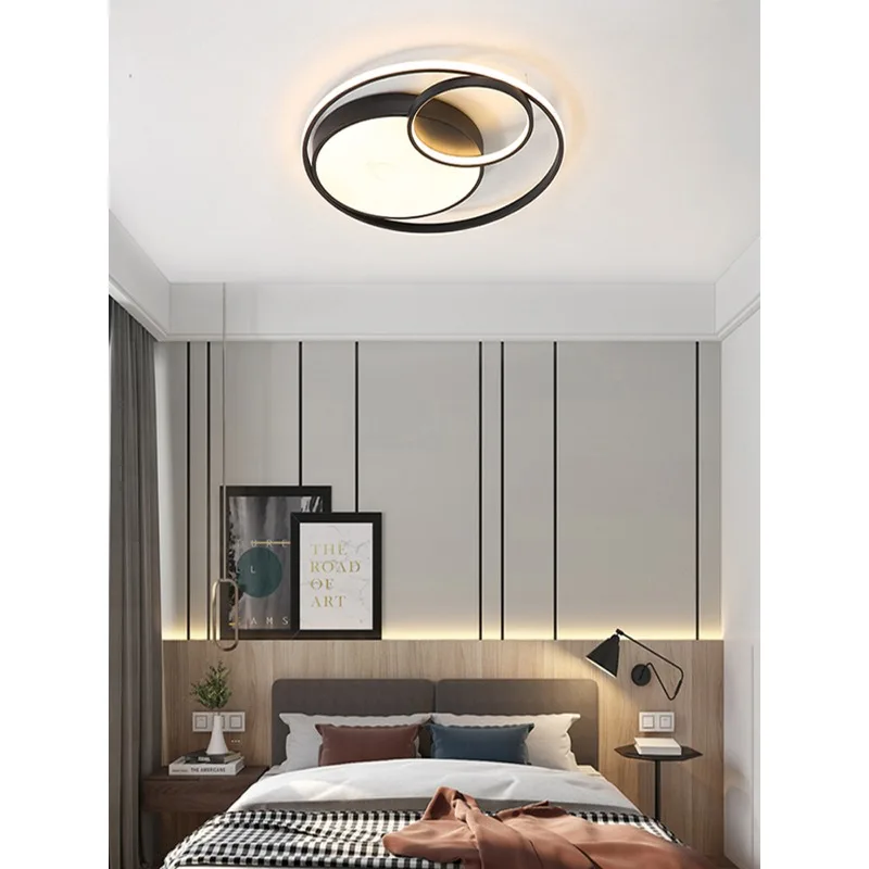 Minimalist Bedroom Lights, Eye - Protecting Small Living Room Creative and Luxurious Room Study Golden Round LED Ceiling Lamps