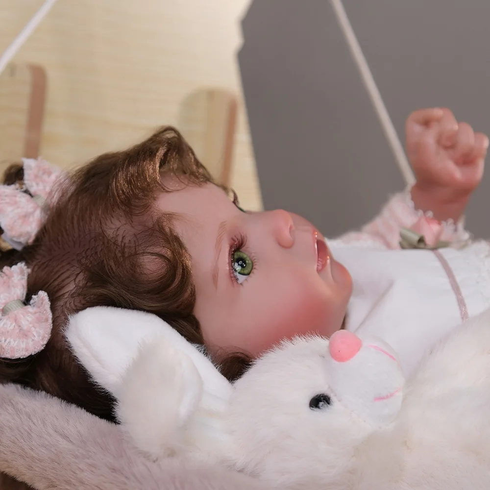 

Cloveray 24-дюймовая оригинальная реалистичная кукла реборн, успокаивающая высококачественная виниловая кукла с куклой-кроликом, детская игрушка-компаньон, подарок для ребенка