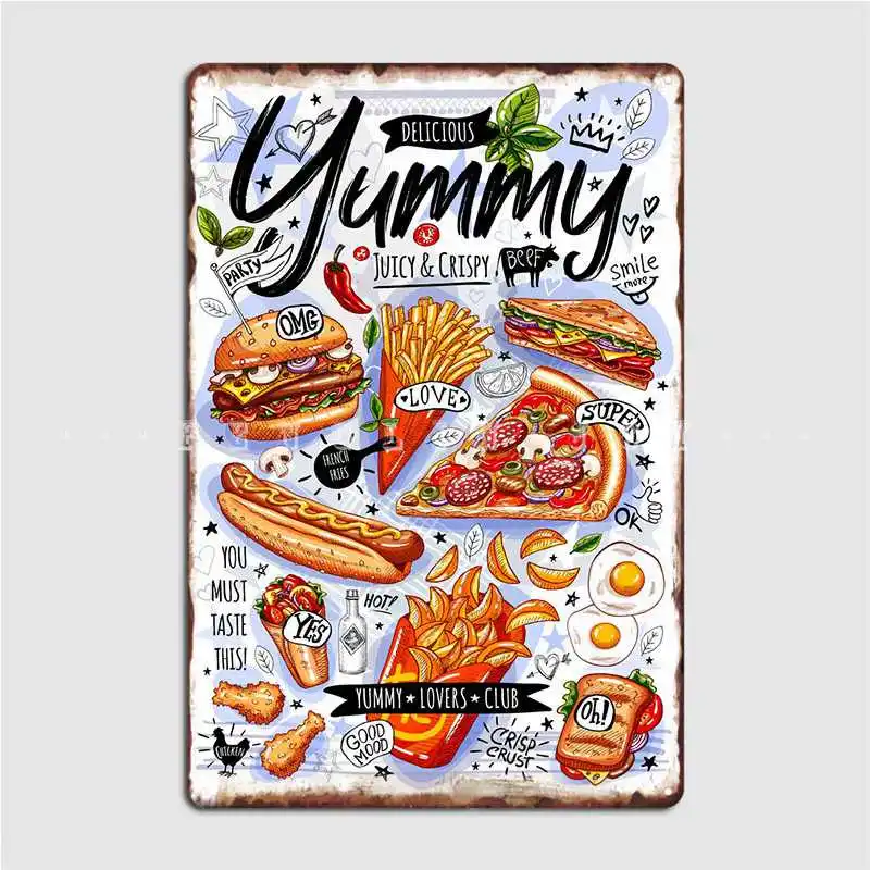 Fast Food Yummy Metal Plaque Poster Printing Plaques Pub Garage Cinema Kitchen Tin Sign Posters