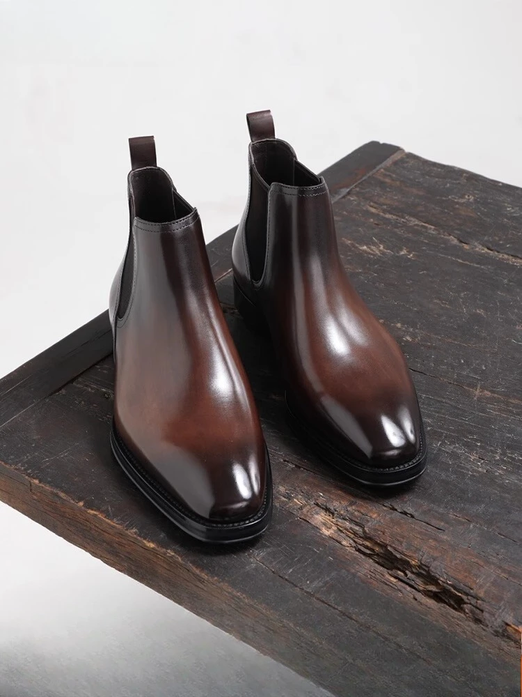

Осенне-зимние новые деловые кожаные мужские ботинки, повседневные модные короткие ботинки ручной работы в британском стиле, мужская обувь