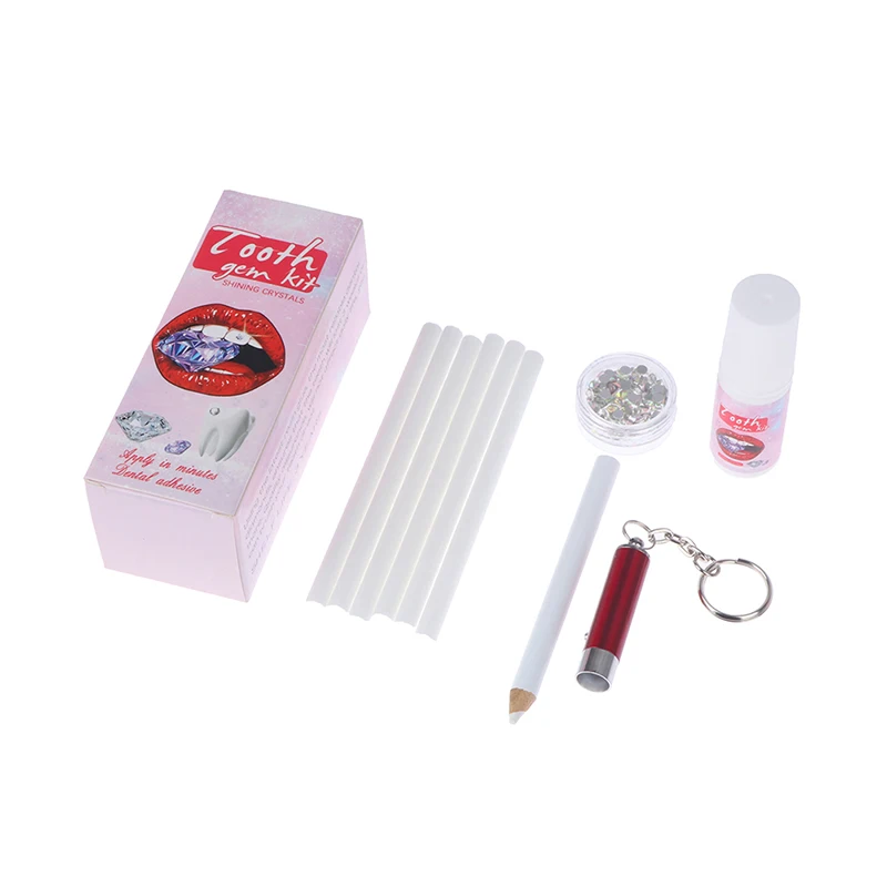 Tooth Gem Set White Dental Jewelry Beautiful Easy To Remove Easy To Install Sturdy DIY Tooth Gem Set With Curing Light And Glue