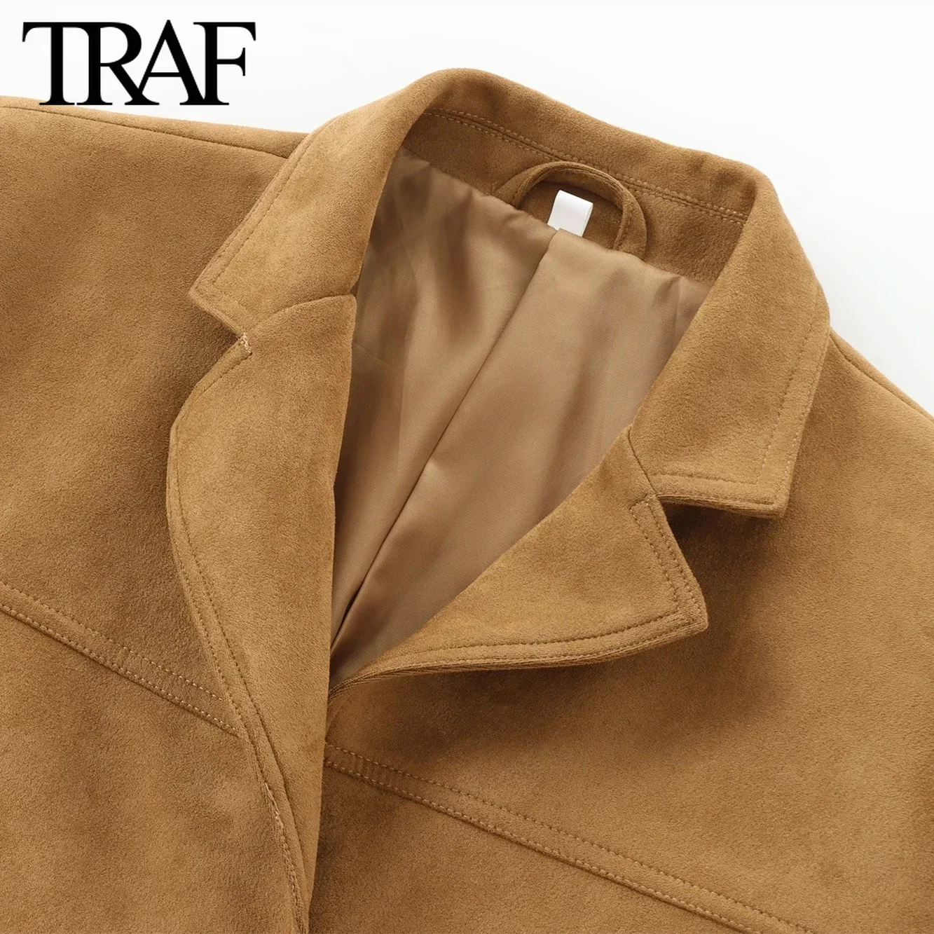 TRAF Women Fashion Spring Autumn New Long Sleeve Single Breasted Casual Suits Jacket Chic Female Flip Pocket Blazers Suit Coat