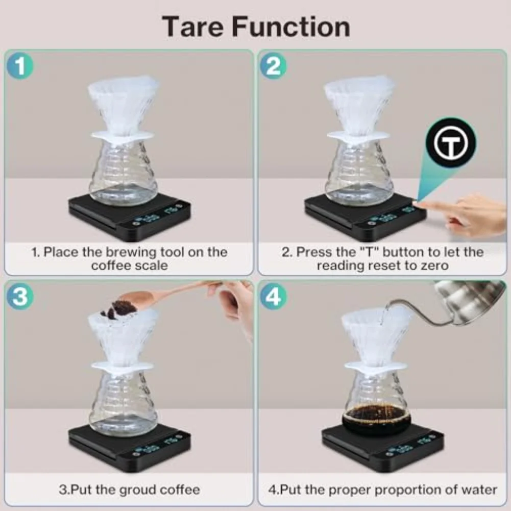 

Цифровые кофейные весы с таймером 0,1 г/3 кг, высокоточные электронные кухонные весы, весы для эспрессо, многофункциональные кухонные весы