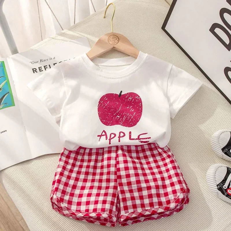 Toddler Cute T-shirts+Shorts Baby Girls Summer New Clothes Casual Two Pieces Suits Infantil Trendy Simple Thin Soft Tees Outfits