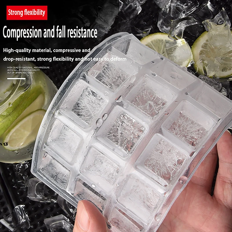 Engrossar plástico Ice Cube Mold, reutilizável Whisky Bandeja, DIY Geléia Congelador Mould, Household Kitchen Bar Acessórios, 21 Grids, 1Pc