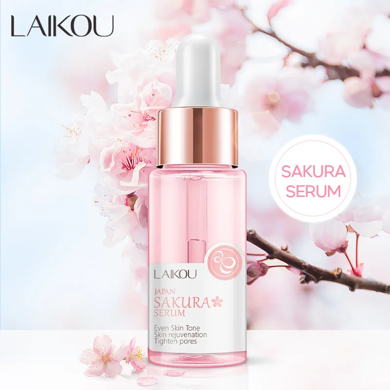 LAIKOU Sakura Face Essence suero antiarrugas, encoge los poros, antienvejecimiento, hidratante, cuidado de la piel seca, 17ml