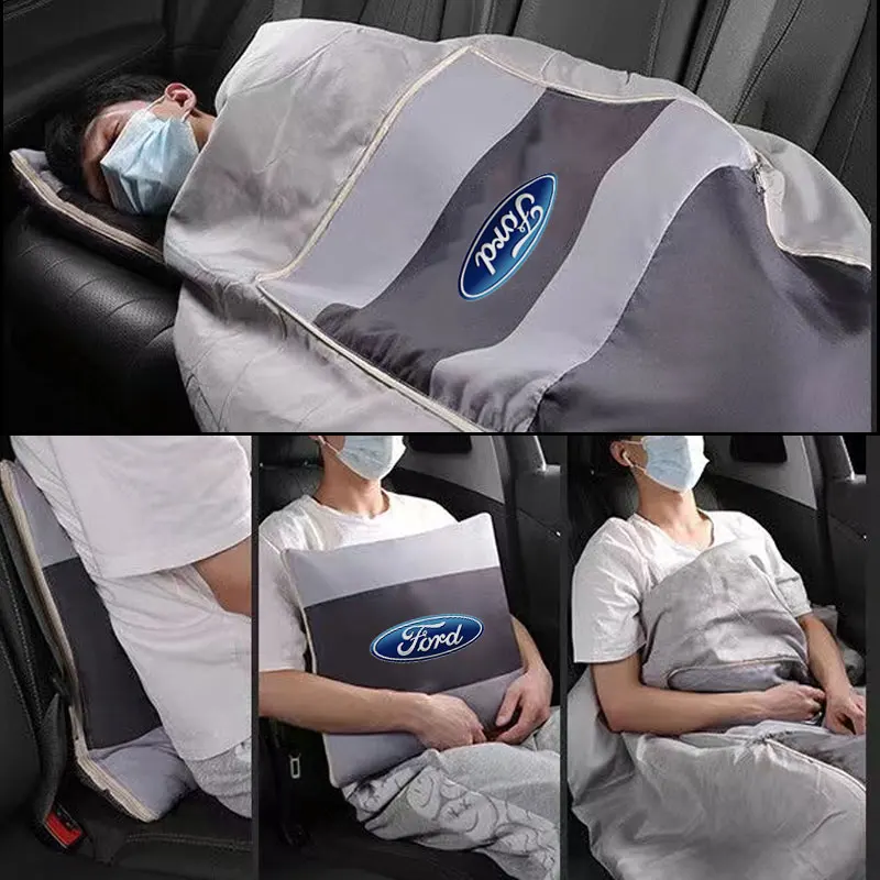 Car Travel Lumbar Throw Pillow Blankets Foldable Quilt car pillow For Ford Mustang Kuga F-150 Raptor ST line Escape Flex Transit