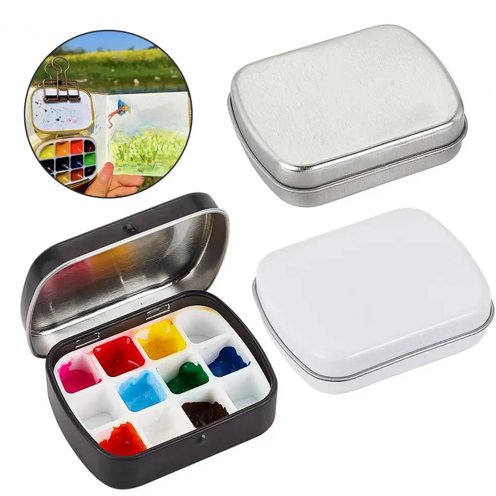 Kit acquerello tascabile scatola portaoggetti portatile per smalto ad acquerello per viaggi 12 griglie Design Mini Size ideale per esterni