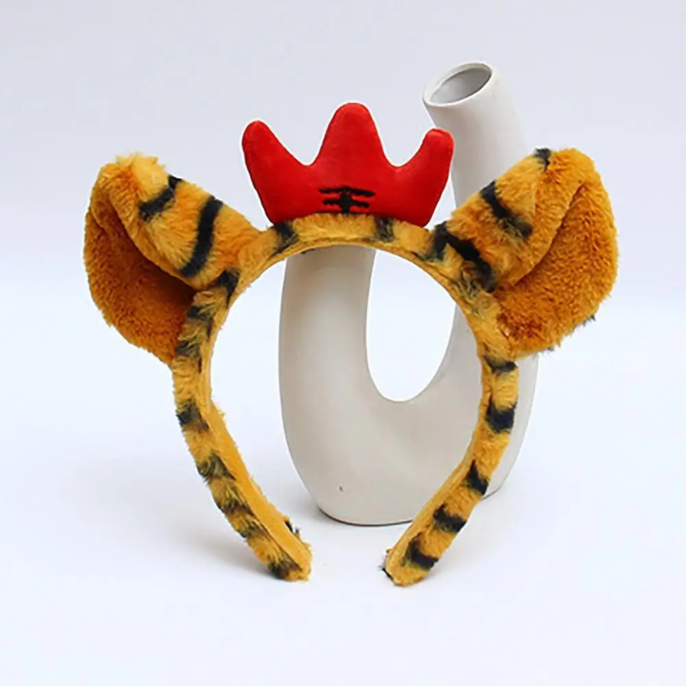 Women Cute Headband Good Flexibility Anti-deform Hair Accessories Cartoon Tiger Hair Hoop for Party