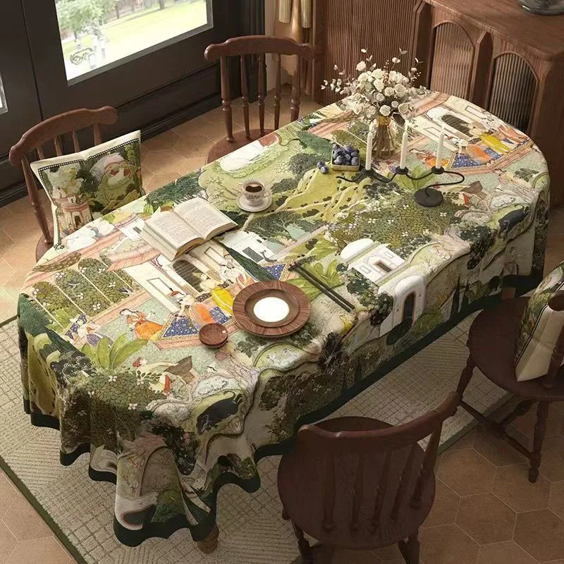 

Jaipur Garden French Retro Tablecloth Light Luxury Premium Desk Table Tea Table Atmosphere Decoration Dustproof Cloth
